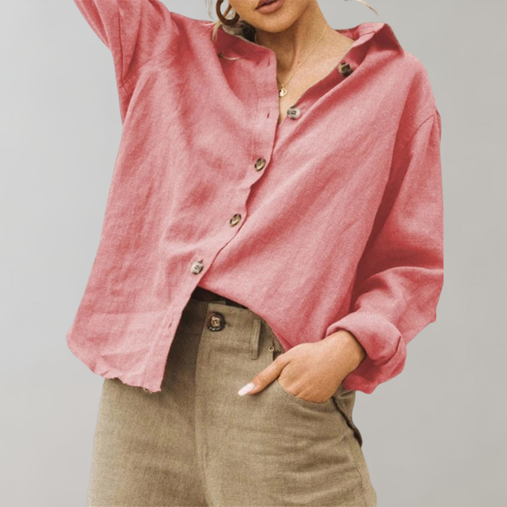 Classic women's vintage style blouse. Elegant long sleeve button-down top, perfect for versatile everyday casual wear.