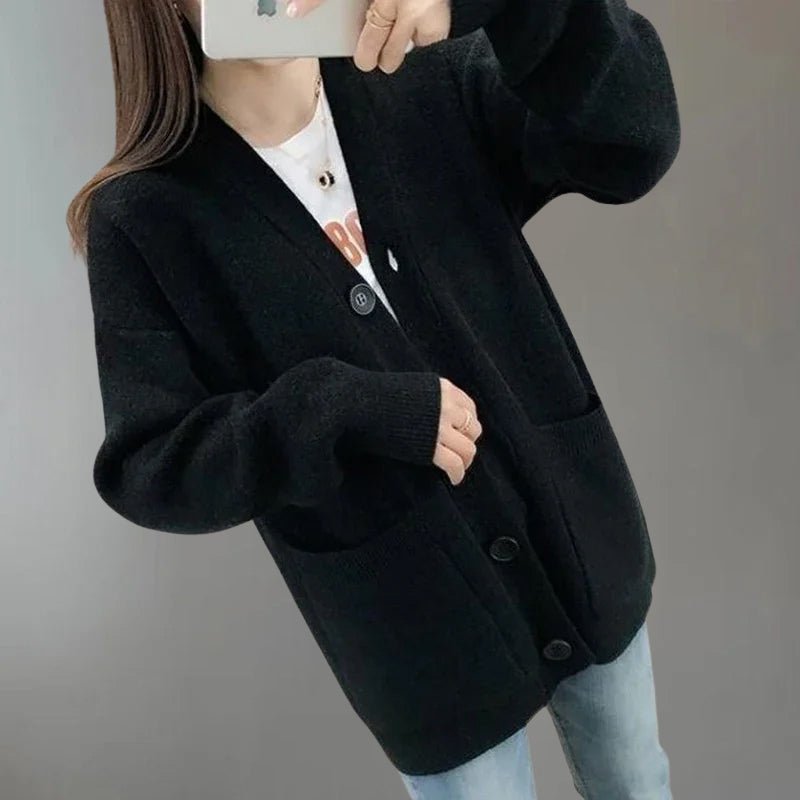 Women's Cozy V - Neck Cardigan with Button Closure - Lexians