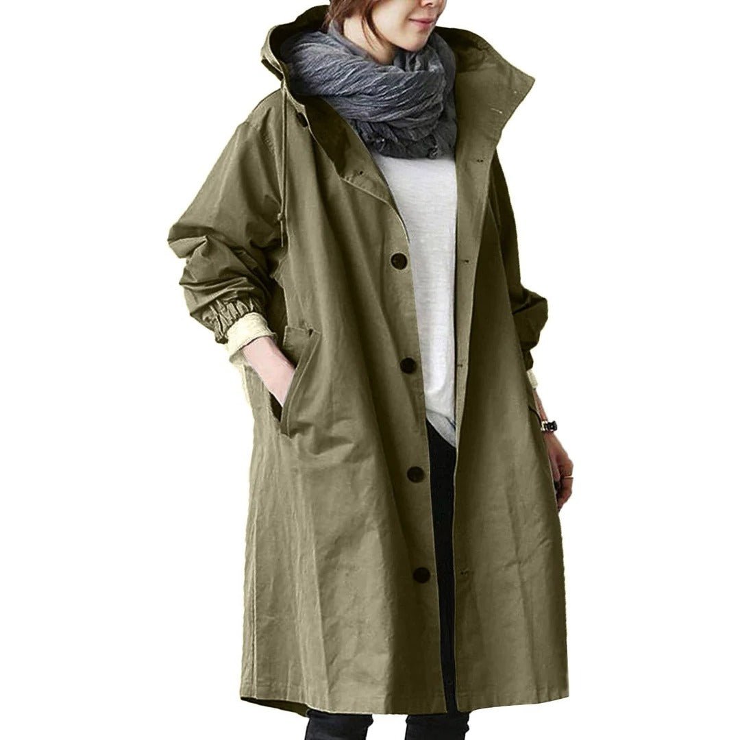 Women's Long Waterproof Raincoat with Breathable Fabric - Lexians