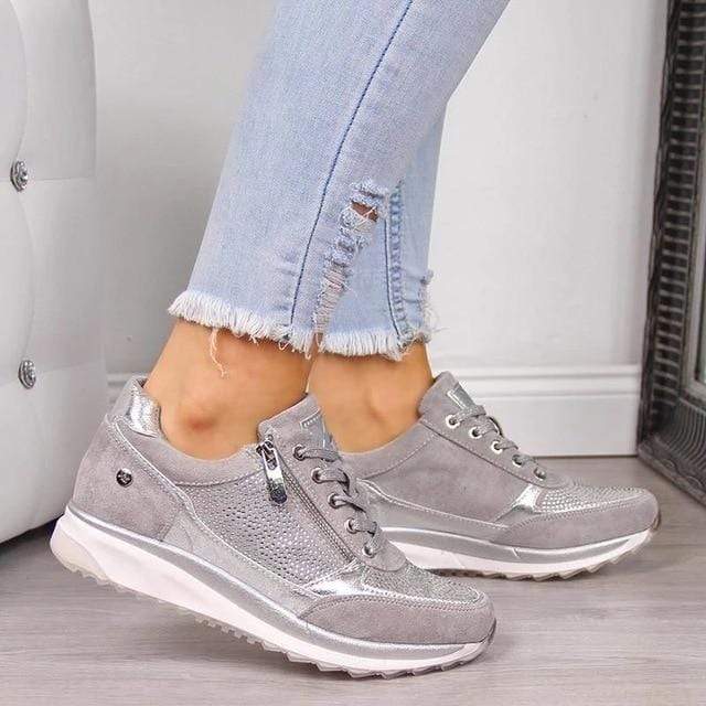 "Women's orthopedic walking shoes with bunion support, featuring a wide toe box and breathable mesh design, stylish and comfy