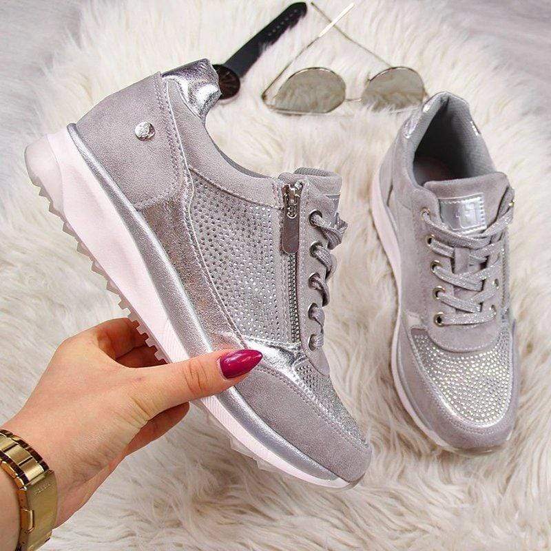 "Women's orthopedic walking shoes with bunion support, featuring a wide toe box and breathable mesh design, stylish and comfy